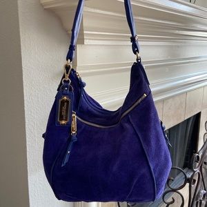 Tignanello cobalt blue genuine cow suede handbag